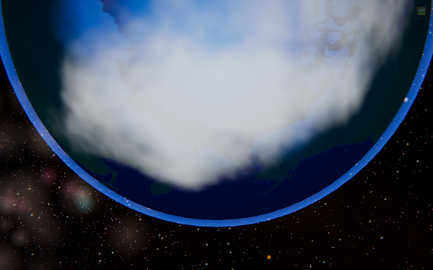 지구를 우주 공간에서 바라본 SPACE 시뮬레이션 천체 사진.