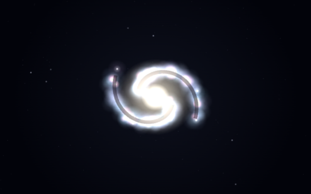 바람개비 은하(M101)를 우주 공간에서 바라본 SPACE 시뮬레이션 천체 사진.