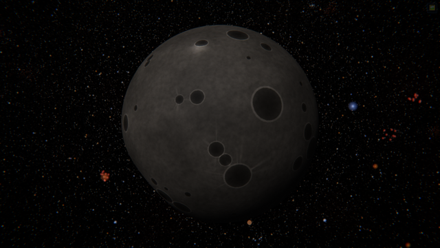 팔라스를 우주 공간에서 바라본 SPACE 시뮬레이션 천체 사진.