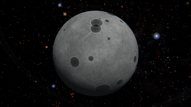 하우메아를 우주 공간에서 바라본 SPACE 시뮬레이션 천체 사진.