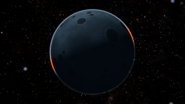 Luyten 726-8 b를 우주 공간에서 바라본 SPACE 시뮬레이션 천체 사진.