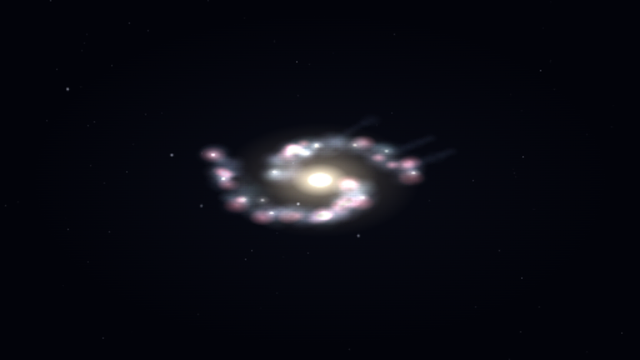 삼각형자리 은하(M33)를 우주 공간에서 바라본 SPACE 시뮬레이션 천체 사진.
