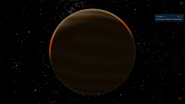 Gliese 876 c를 우주 공간에서 바라본 SPACE 시뮬레이션 천체 사진.