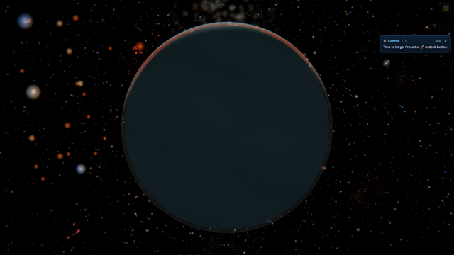 Arcturus e를 우주 공간에서 바라본 SPACE 시뮬레이션 천체 사진.